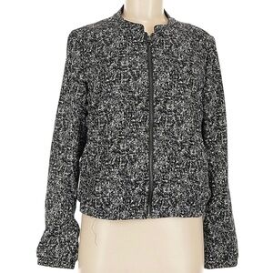 Mercer & Madison Black and White Print Bomber Jacket size Medium
